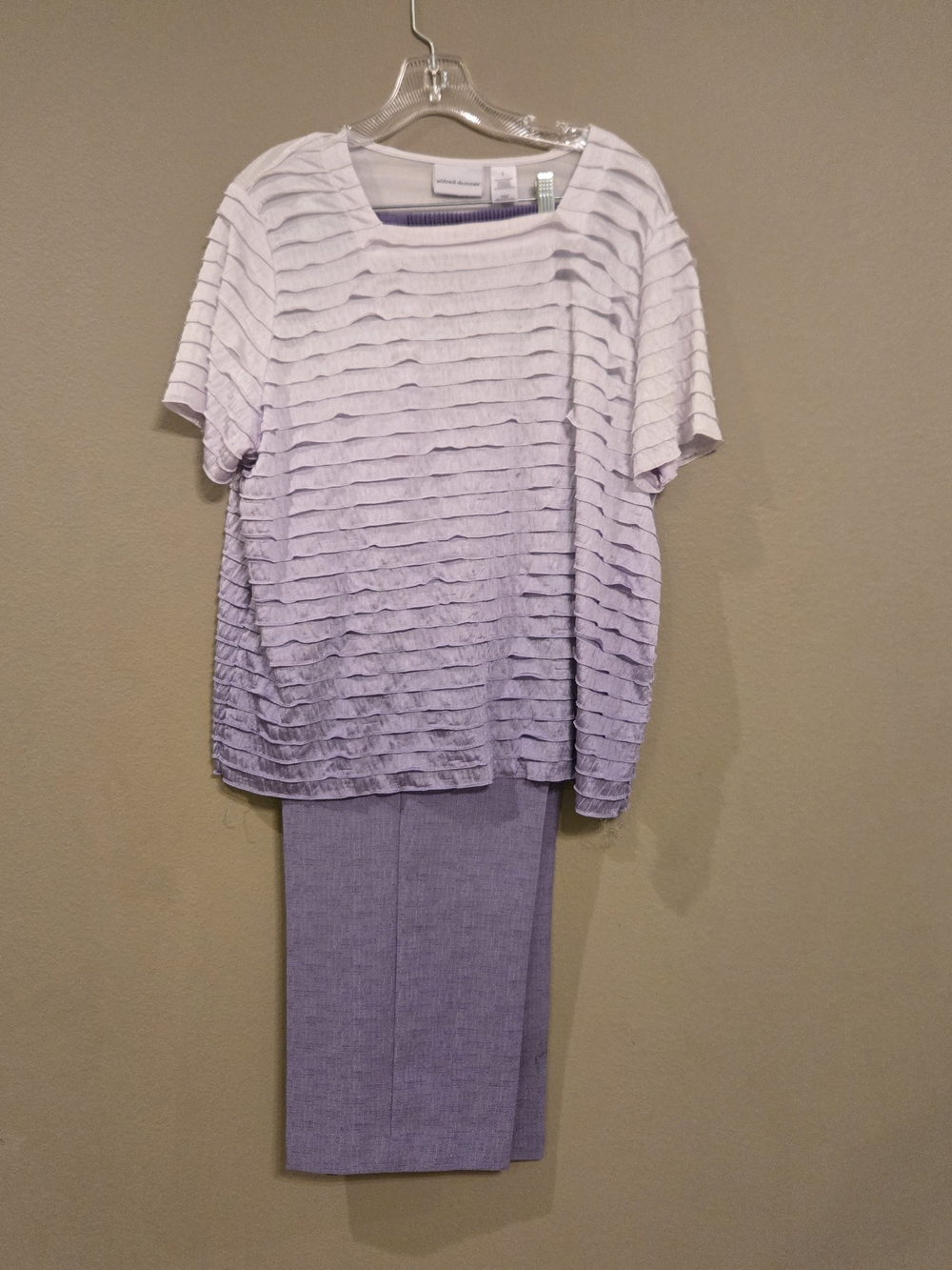 Alfred Dunner Lavender Ombre Ruffle Top & Matching Pants, 2 Piece Set